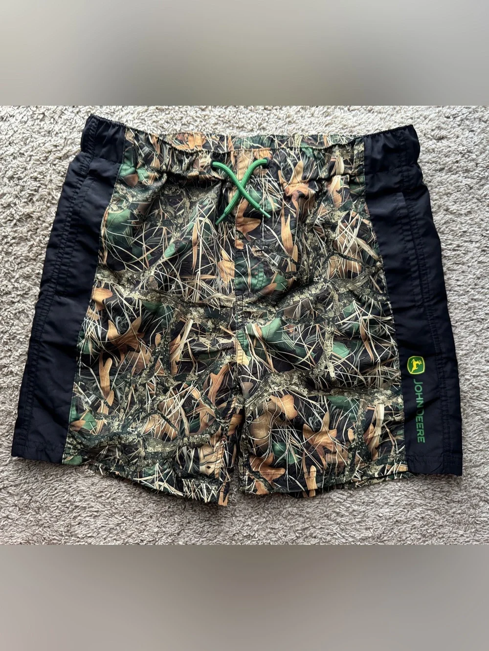 John Deere Boys Camo Swim Trunks Black Green Size XL 14-16